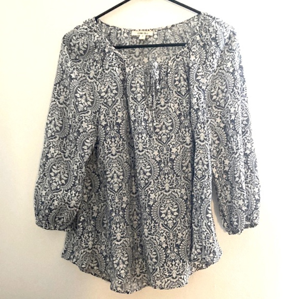 COMO BLU Boho Rococo Print Tunic Top Sz Small